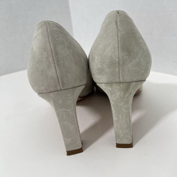 Stuart Weitzman Suede Pumps Mint Green Size 7 Block 3” Heel Almond Toe Spain - Picture 5 of 10